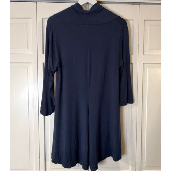 Joan Vass Studio navy blue cowl neck tunic blouse M - Picture 7 of 8